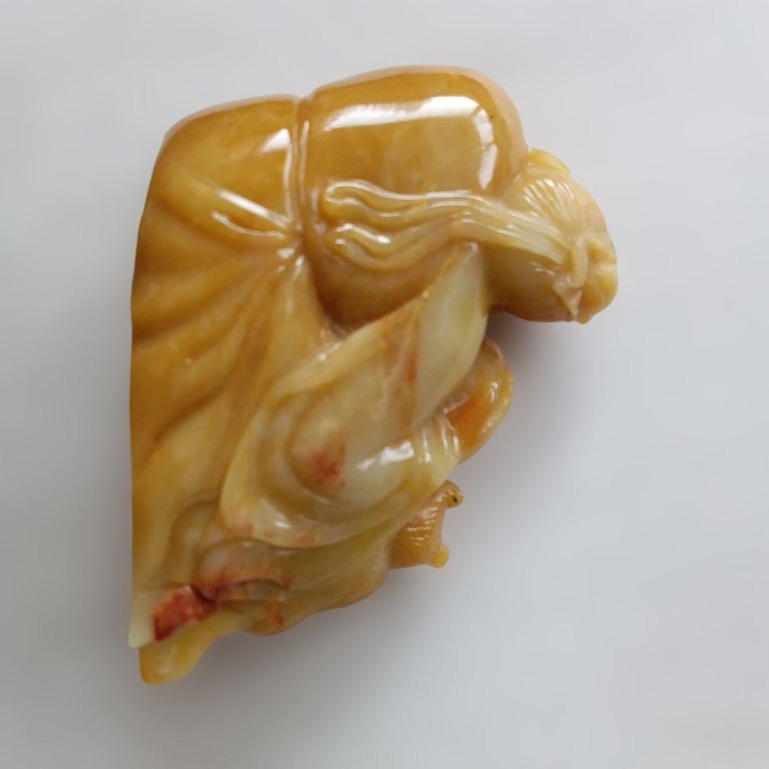 天然石、寿山石、仙猿献寿、寿老人