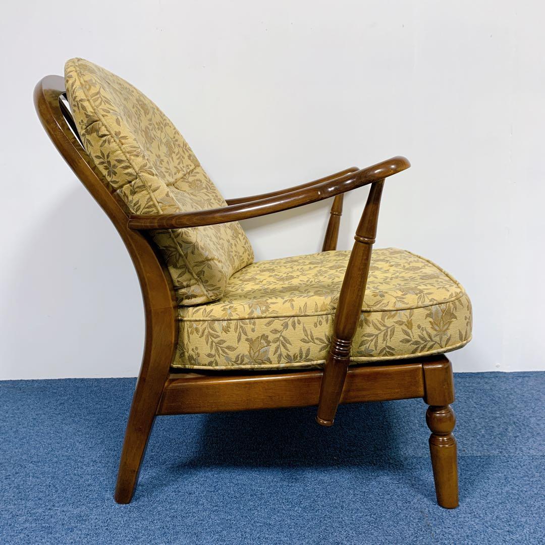 【美品】karimoku カリモク 1人掛けソファー 花柄 レトロ 高級家具