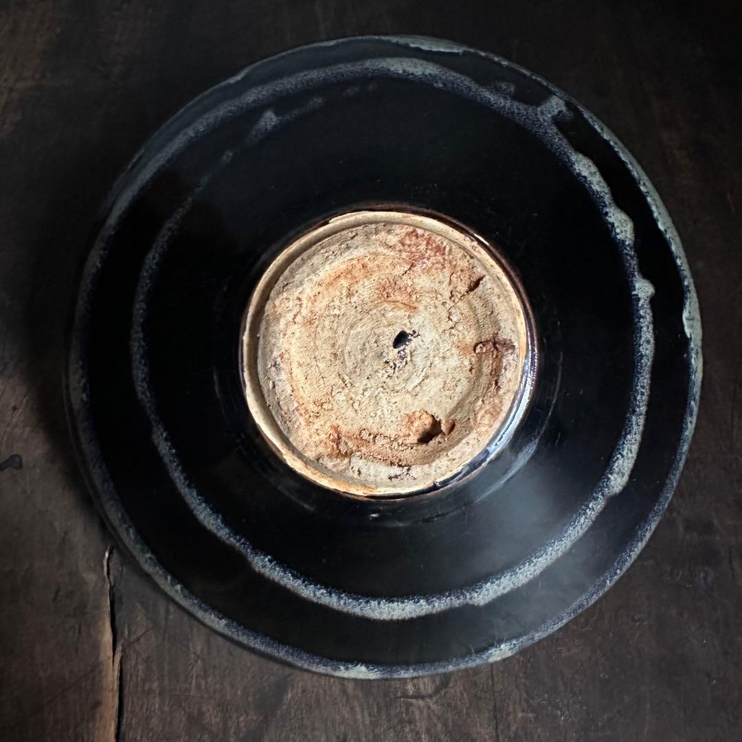 天目碗　黑釉　窯変　同心円紋　時代唐物　宋　李朝　高麗　古玩　伊万里　唐津　備前