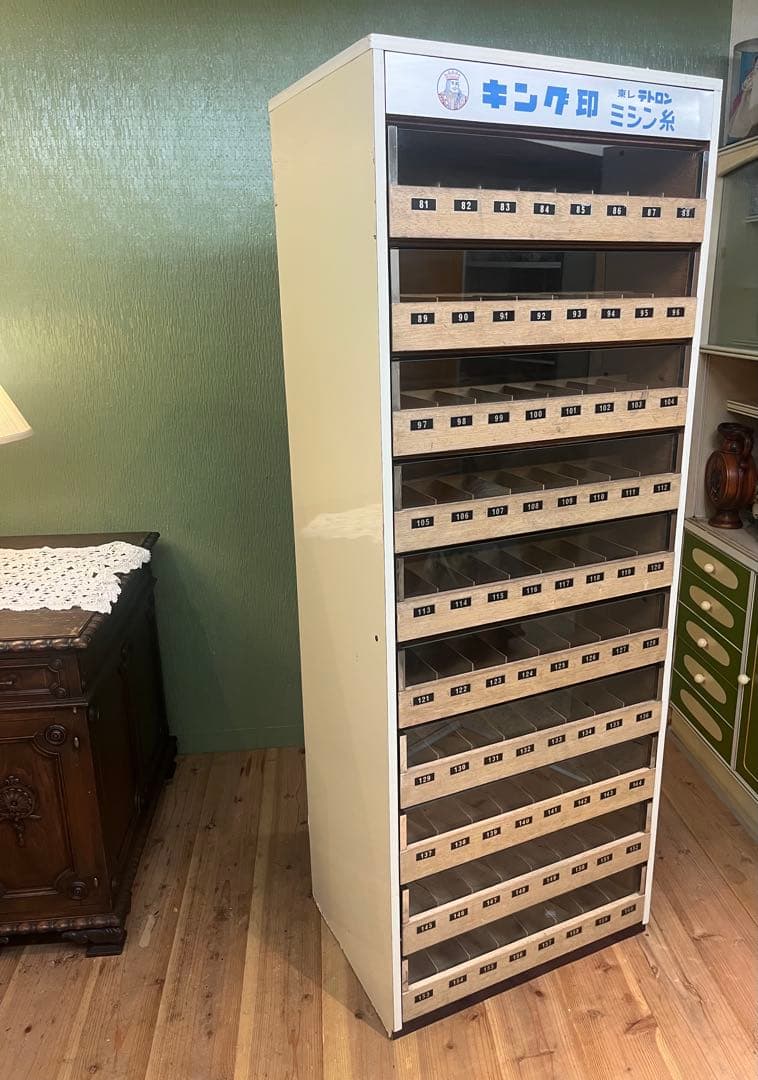 ミシン糸ケース 収納棚 昭和レトロ 特大 インテリア アンティーク 当時物