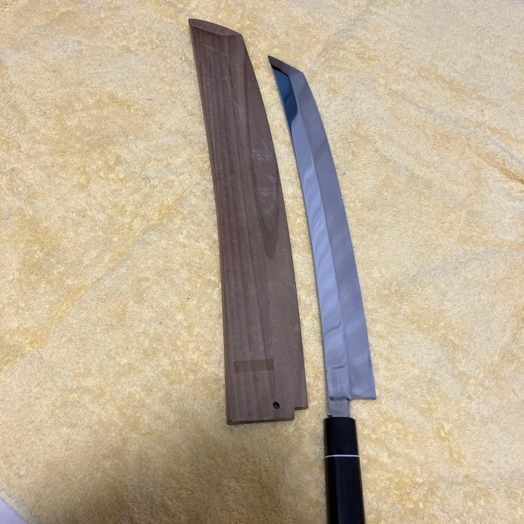 12.先丸柳刃　尺2寸　伝統工芸士　山塚氏作　本物保証　全鏡面　銀三鋼　黒檀柄