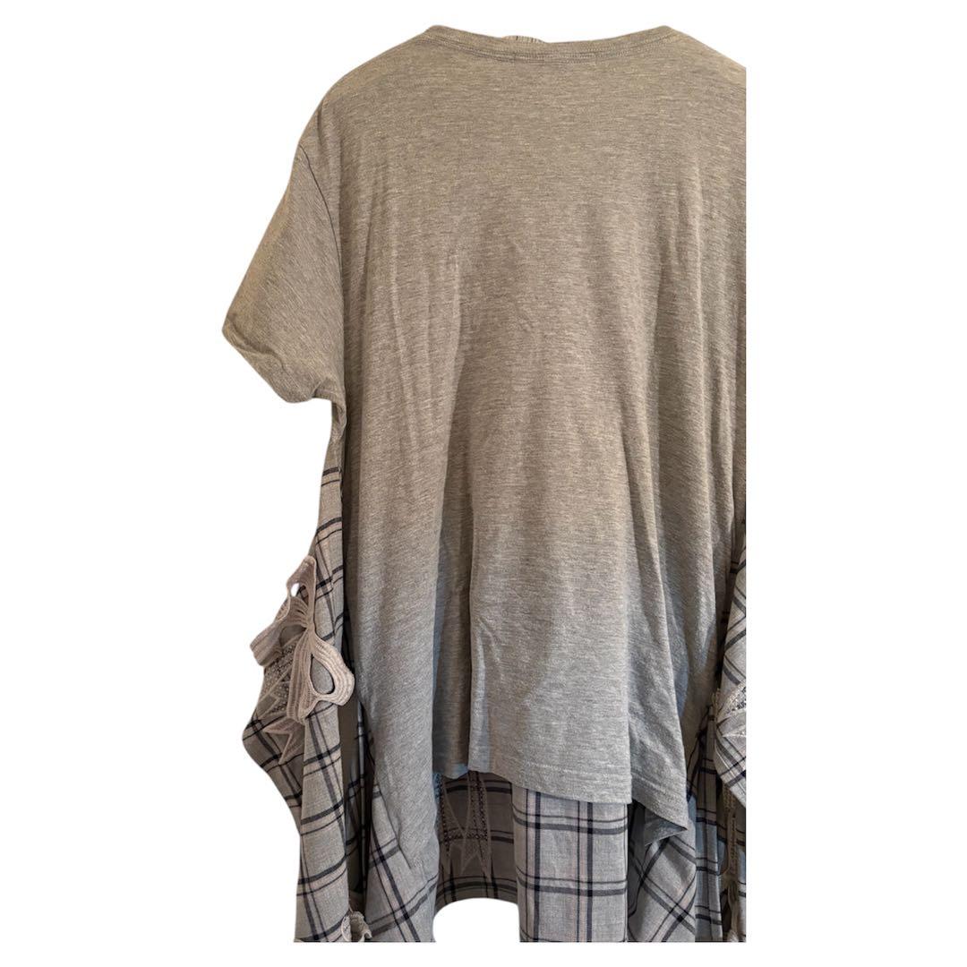 ミキオサカベ　mikiosakabe グレー　半袖ミニワンピース