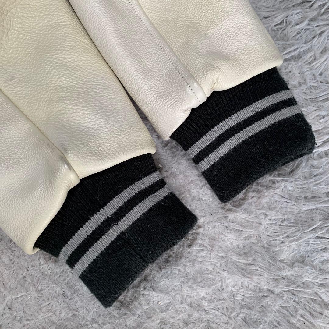 美品 2XL Lafayette ラファイエット スタジャン ブルゾン レザー