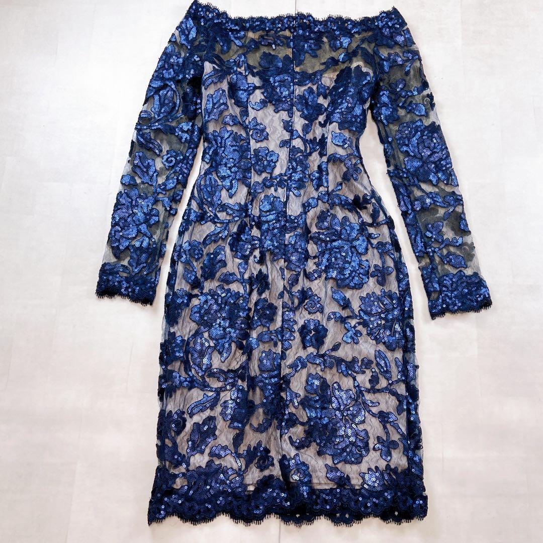 美品 タダシショージ 高級ドレス スパンコール 総コードレース