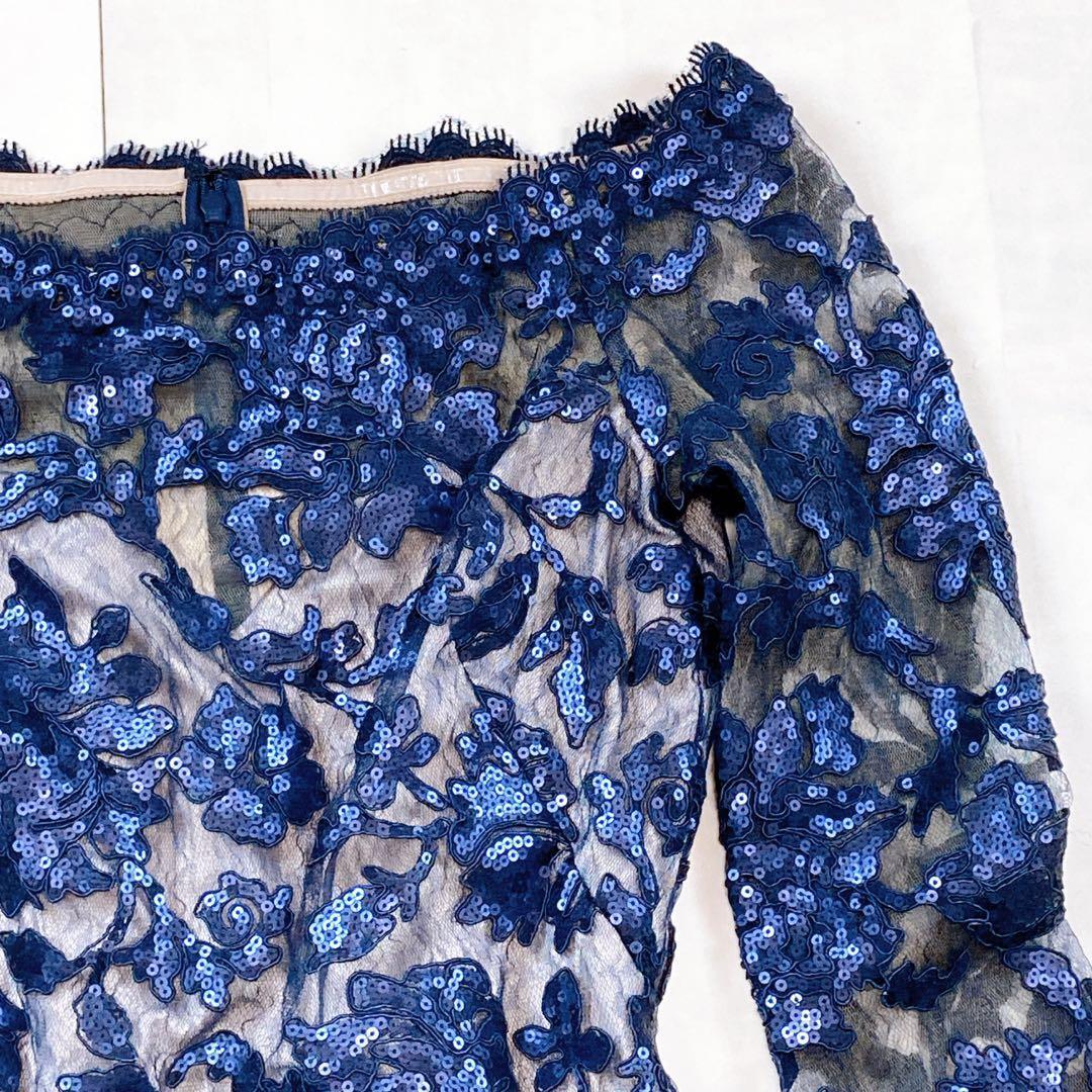 美品 タダシショージ 高級ドレス スパンコール 総コードレース