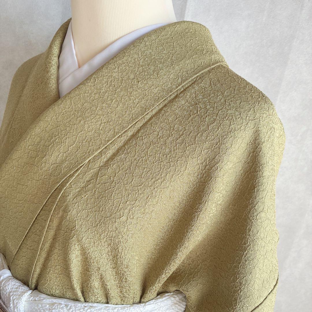 色無地　フルセット　着物　正絹　一つ紋　丹後ちりめん　共布 J10