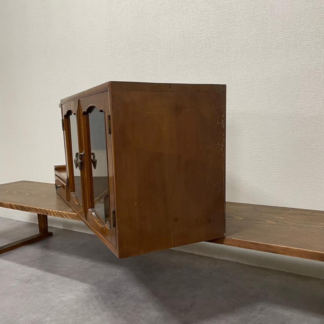 ヴィンテージ ガラス戸 飾り棚 木製 収納 キャビネット レトロ ビンテージ