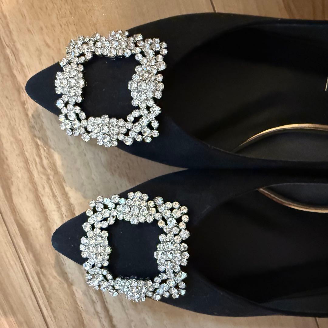 LE TALON Vカットビジューフラットパンプス　22.5