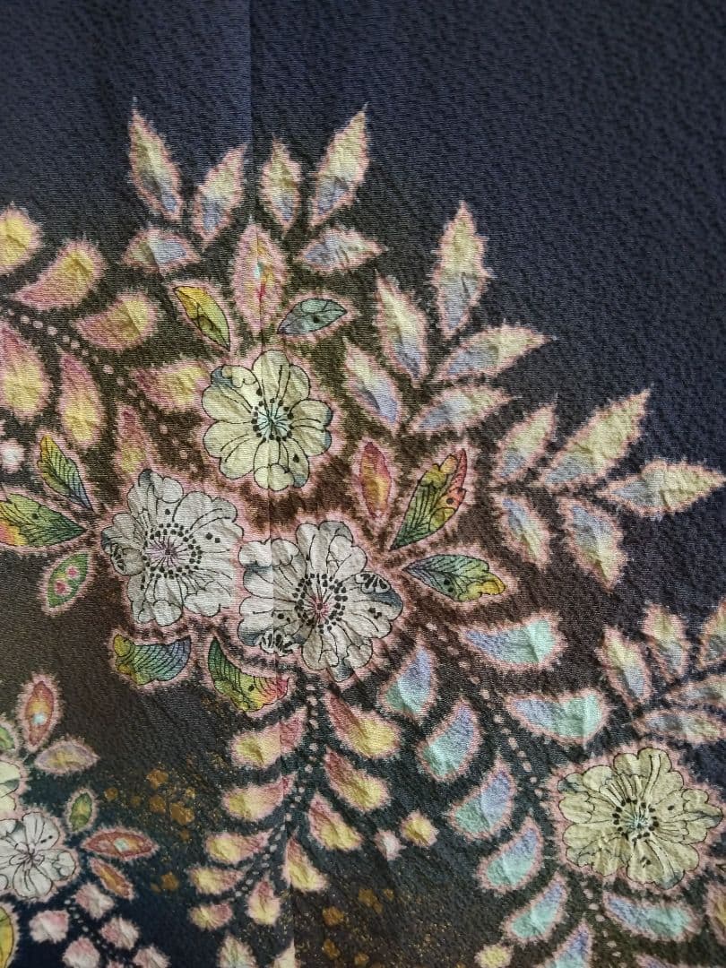 F-303 付け下げ 辻ヶ花 紫色 金彩 袷 暈し 翠山 やまと 落款 美品