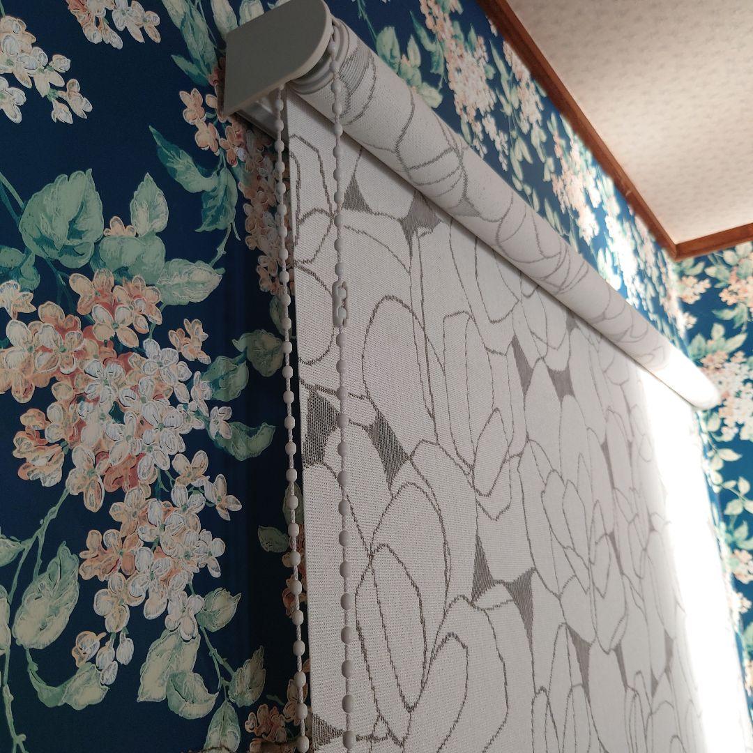 【タチカワブラインド】花柄ホワイトブ花柄 ホワイト ロールスクリーン