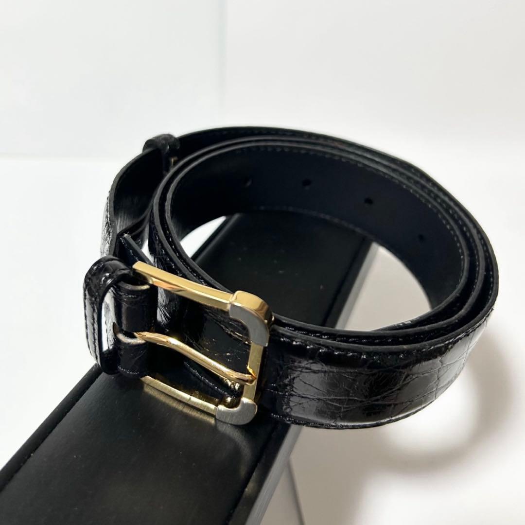 美品 LOEWE ロエベ ベルト クロコダイル型押し レザー