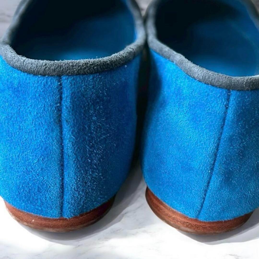 靴 TORY BURCH Studded Blue Suede Flat shoes