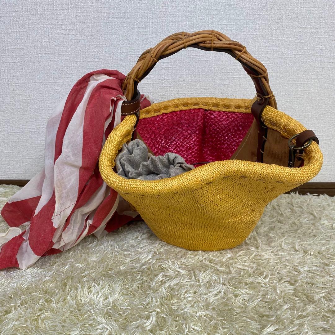 【希少デザイン】eb.a.gos エバゴス カゴバック スカーフ ポーチ付き