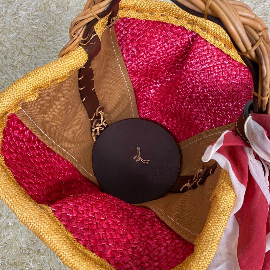 【希少デザイン】eb.a.gos エバゴス カゴバック スカーフ ポーチ付き