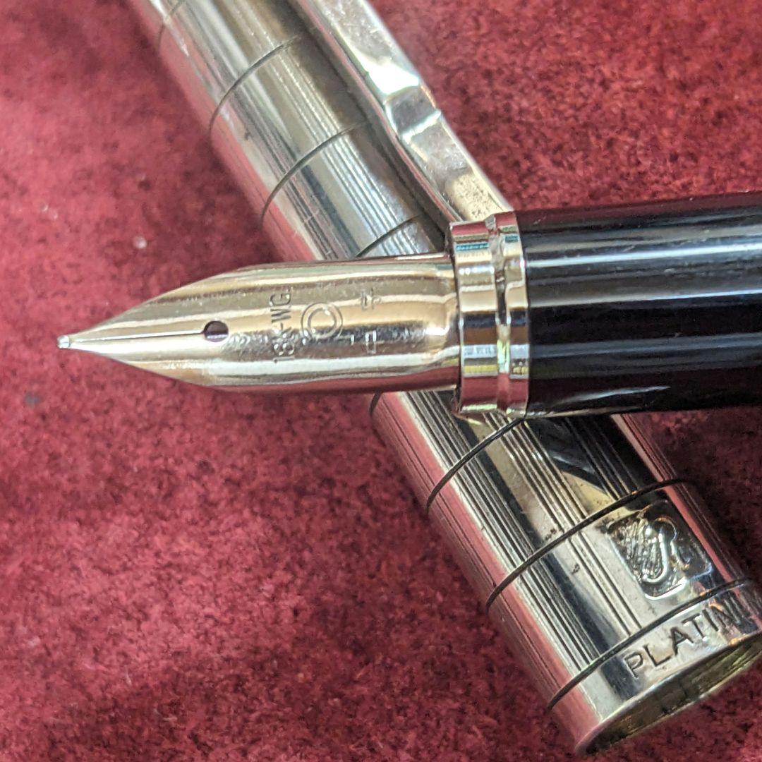 プラチナ18KWG万年筆リビエールⅤ変則格子柄