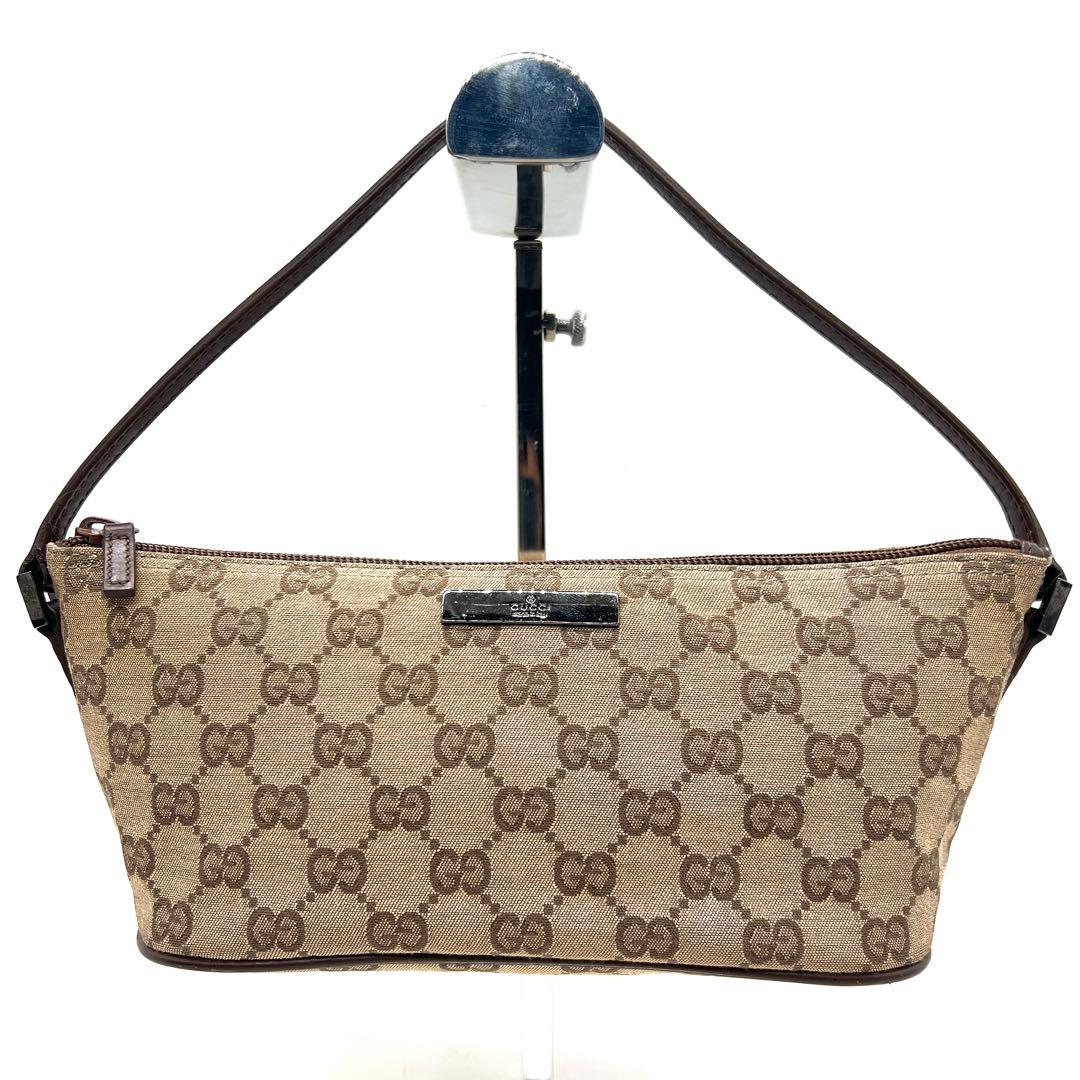 【極美品】グッチ GG ハンドバッグ アクセサリーポーチ キャンバス レザー