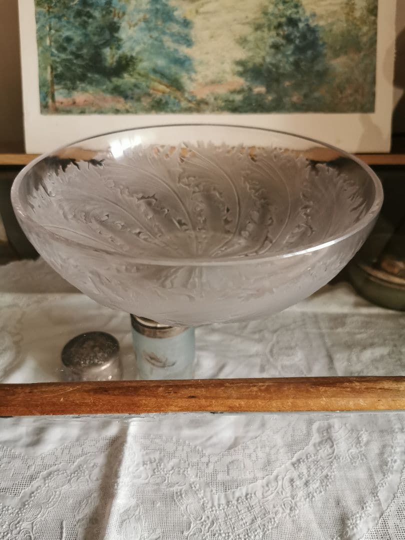 アンティーク ラリック CHICOREE ラージガラスボウル 水深鉢1921年頃
