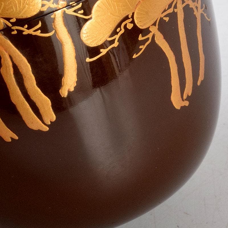 茶道具　蒔絵師　中村湖舟作　松蒔絵　棗　共箱　V　8815