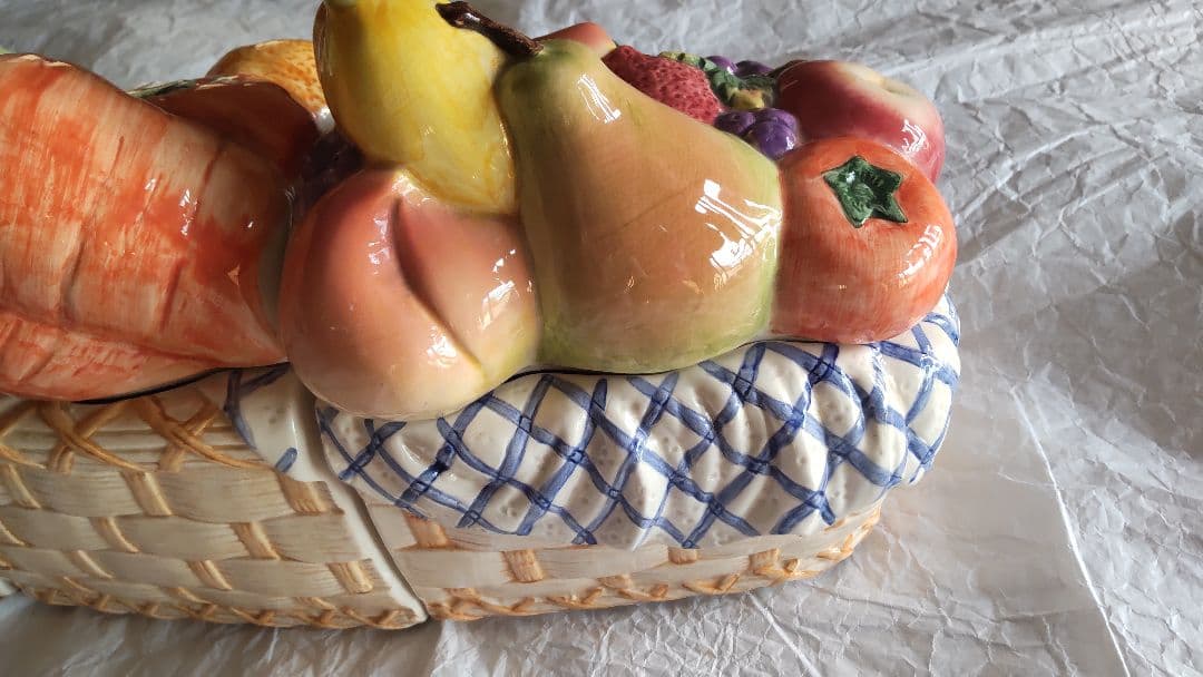 フルーツ キャニスター 陶器 3連 アンティーク レトロ イタリア 保存容器