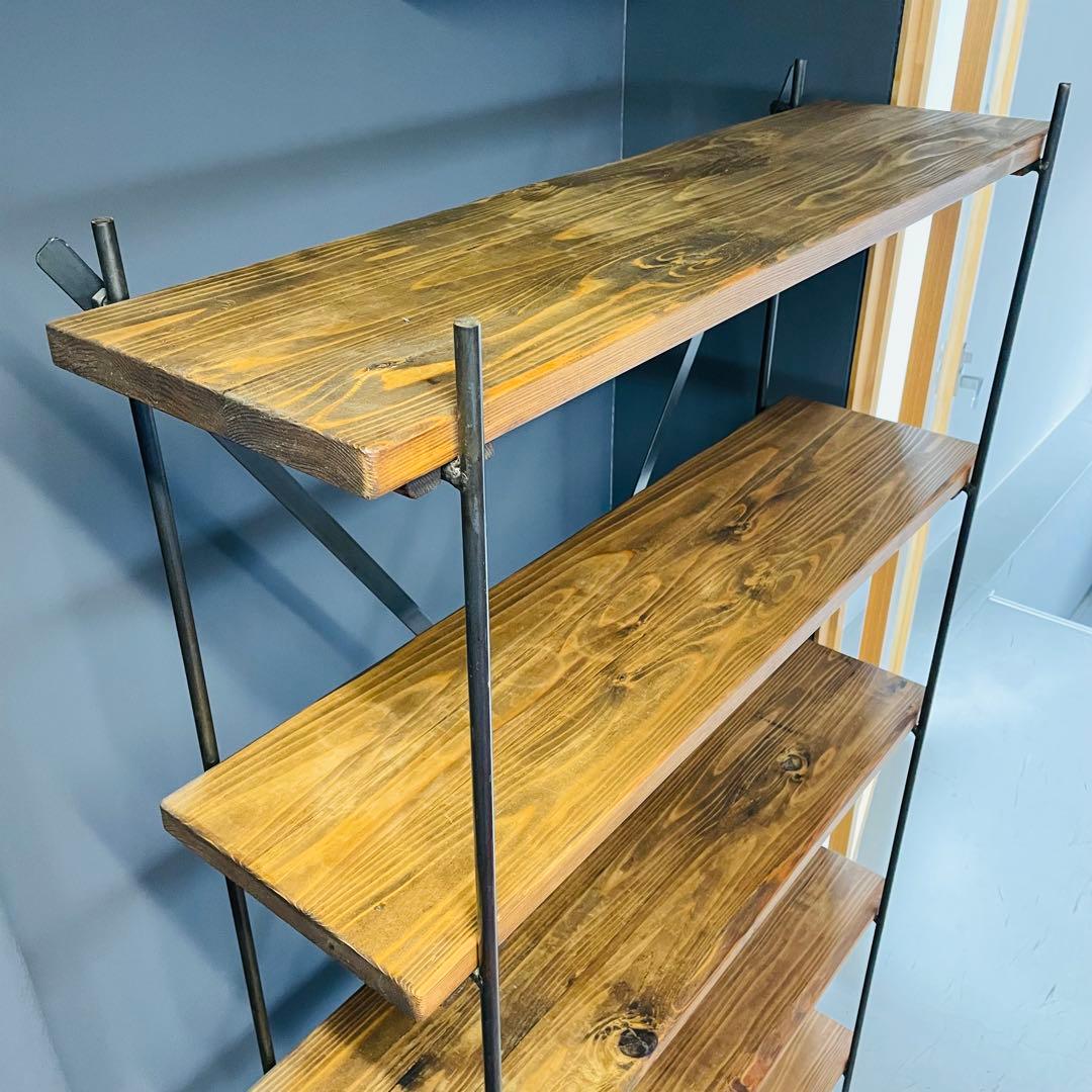 インダストリアル 5段シェルフ 幅100 高さ170 木製×スチール 店舗什器❷