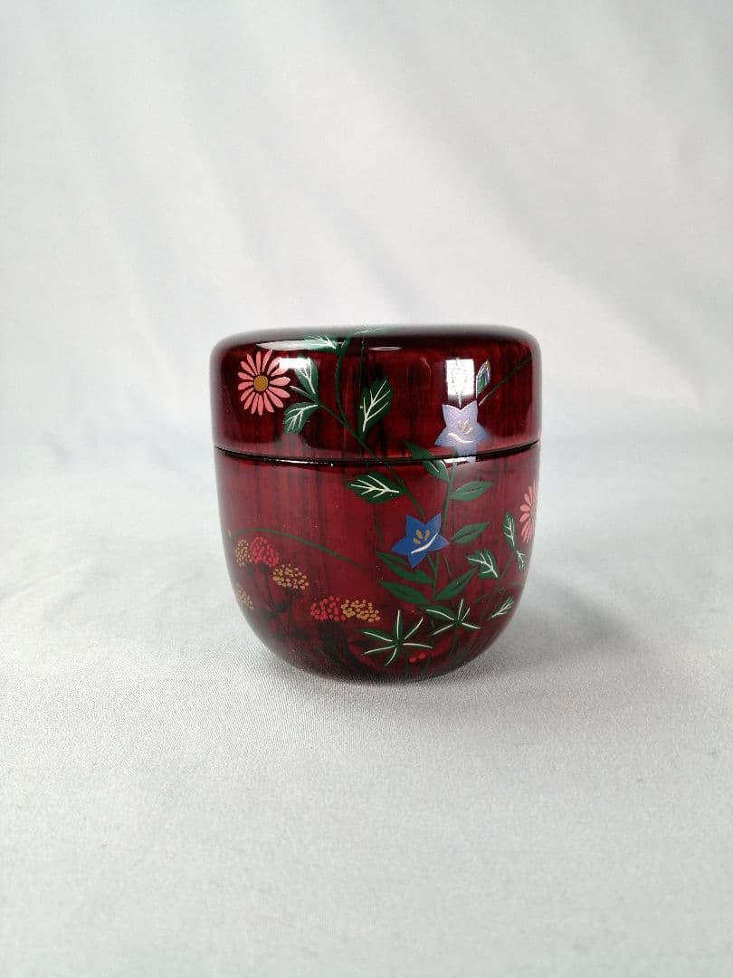 【茶事具】一峰作　即中斎好色絵秋草蒔絵溜大棗　棗298