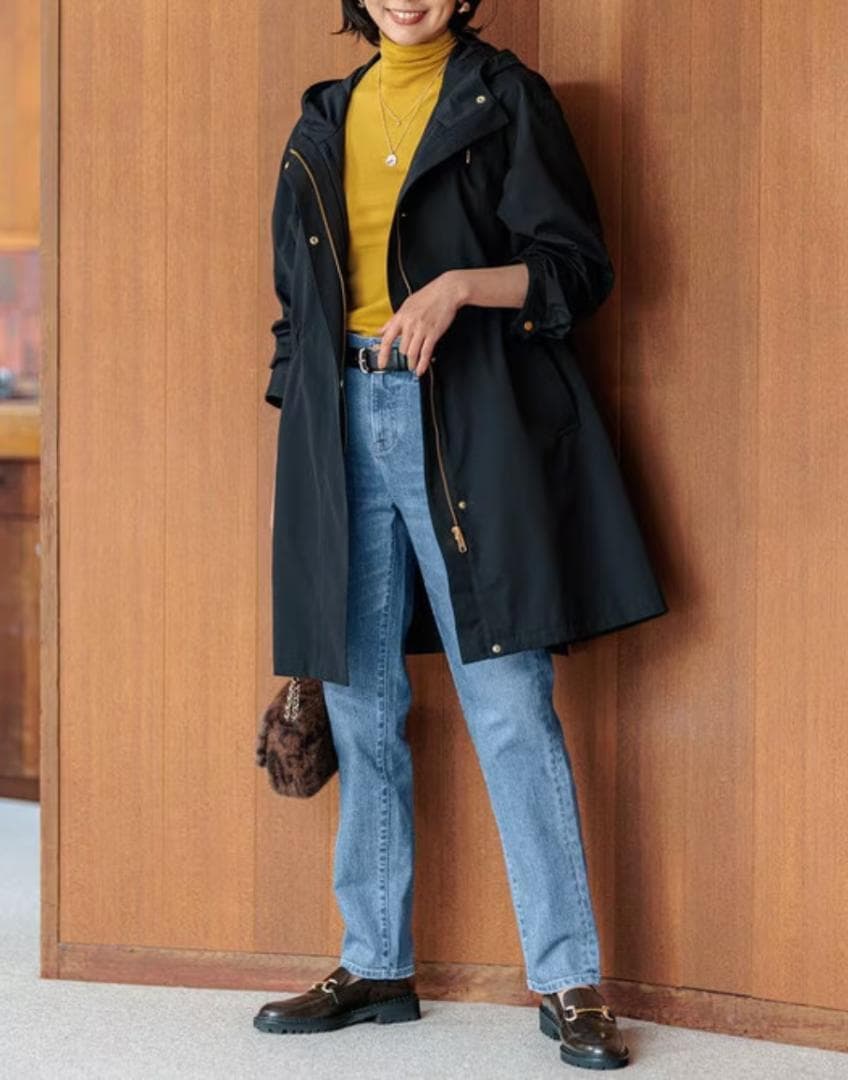 美品　23区　撥水　洗える　モッズコート　マルチウェイアウター　40　ブラック