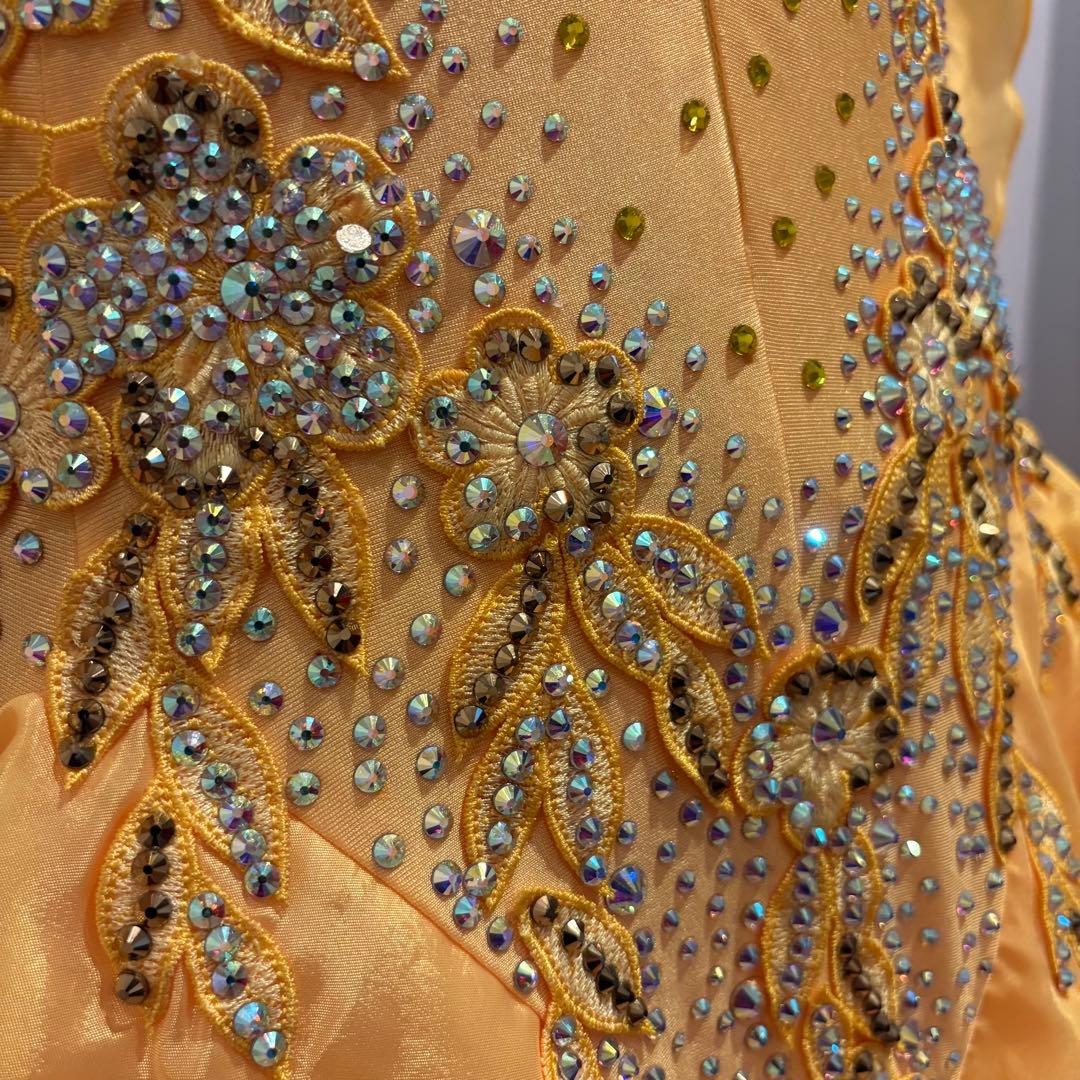 社交ダンスドレス イエロー デモ 競技用 ボリューム パーティ 発表会 豪華