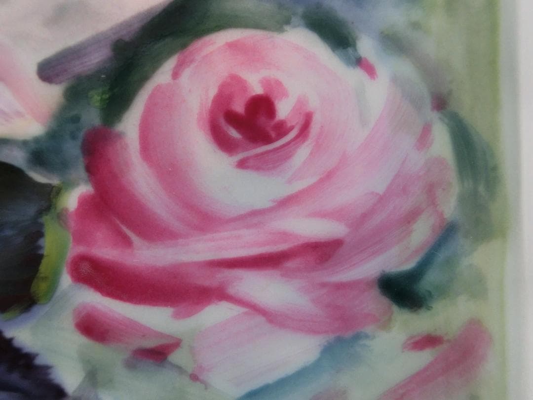 【マイセン】陶板画・白い薔薇