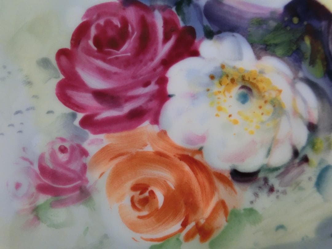 【マイセン】陶板画・白い薔薇