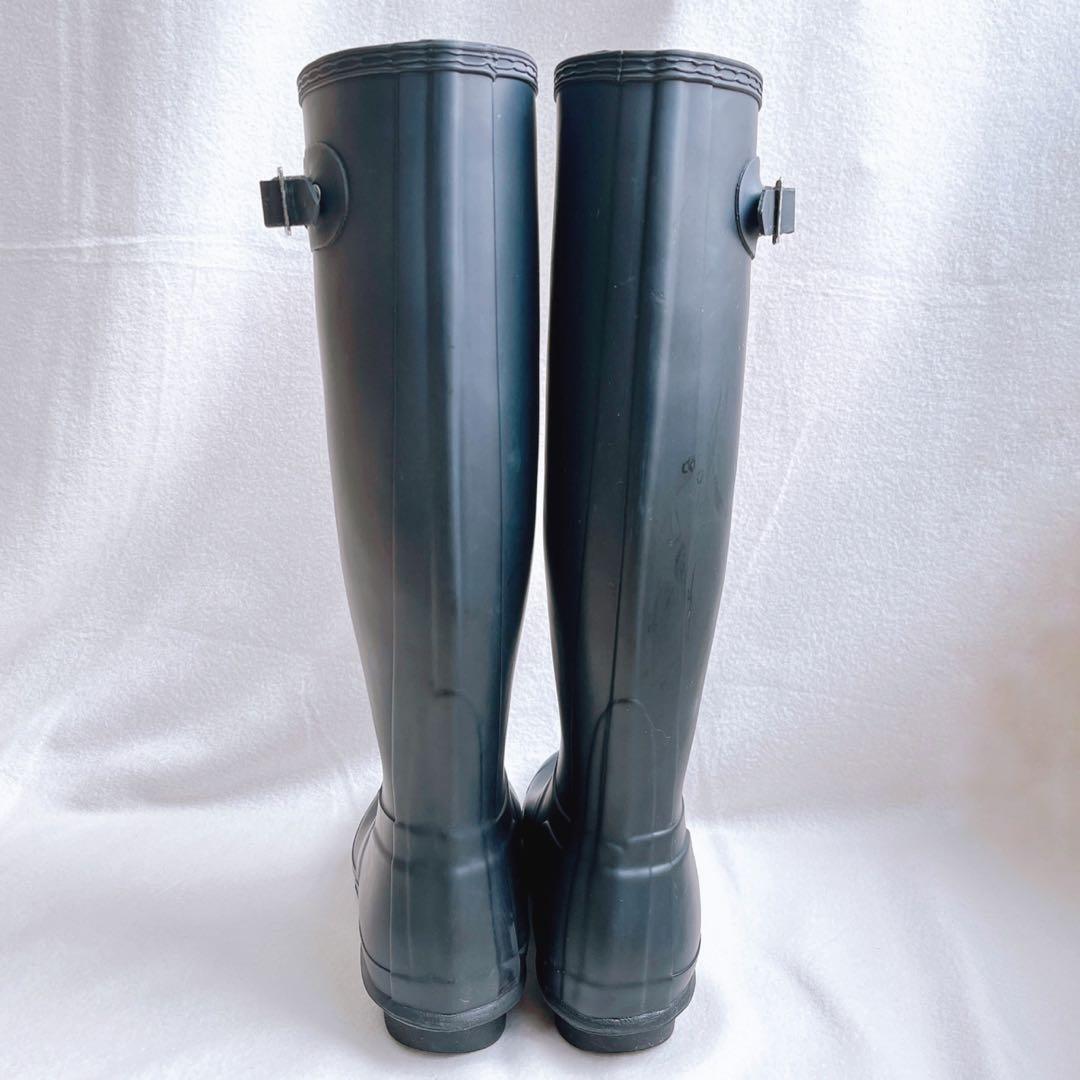 美品 ハンター レインブーツ ロング 黒 大きいサイズ レディース