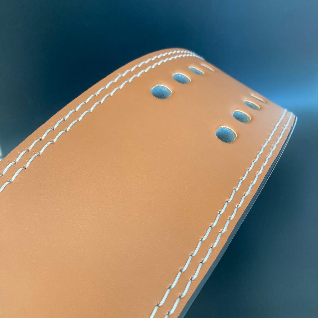 パワーベルト レバーアクション ワンタッチ可変式 M ブラウン×ゴールド 本革