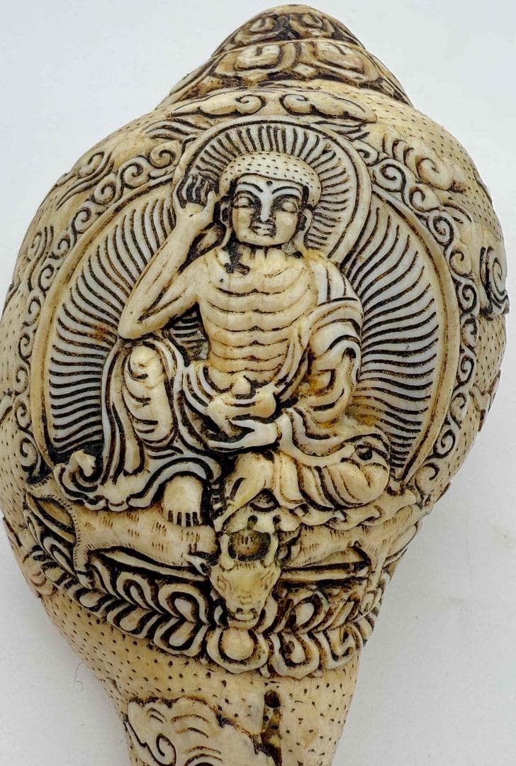 ◆チベット密教法具　法螺貝（シャンカ）ミラレパ