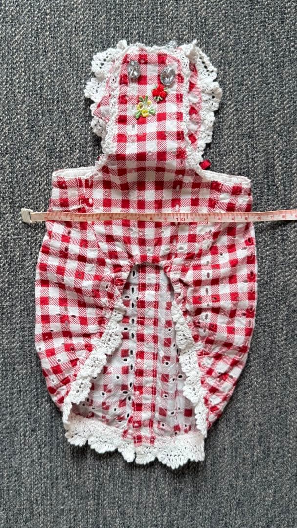 ブルブブ　犬用ドレス 赤と白のチェック柄