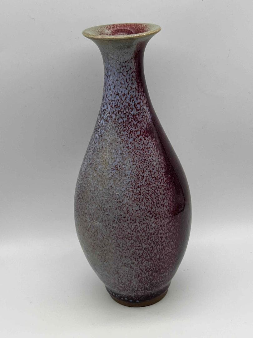 清時代 鈞窯 紅釉瓶　辰砂　郎窯紅釉 花瓶 景徳鎮　唐物　古賞物(C-53)