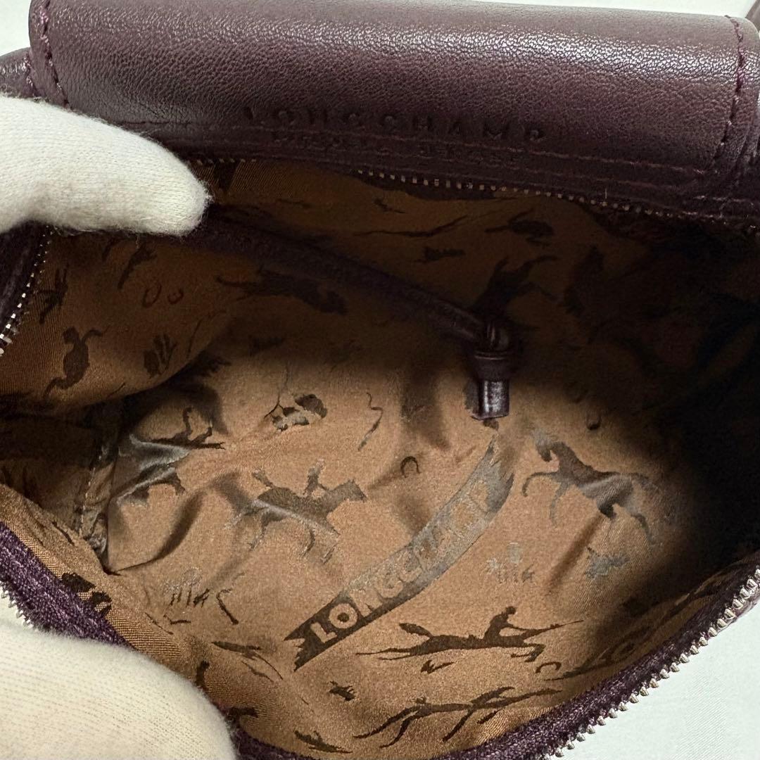 美品 ロンシャン キュイール ミニ ショルダーバック ポシェット オールレザー