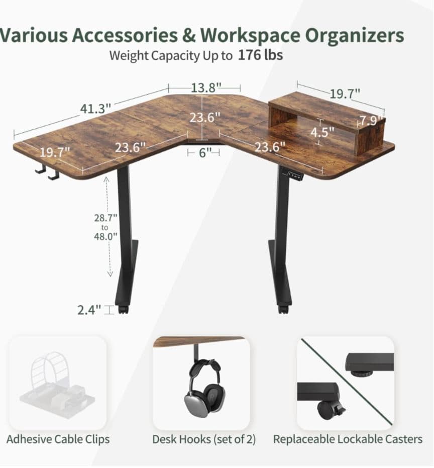 【処分価格 2/12まで】電動昇降デスク L字型