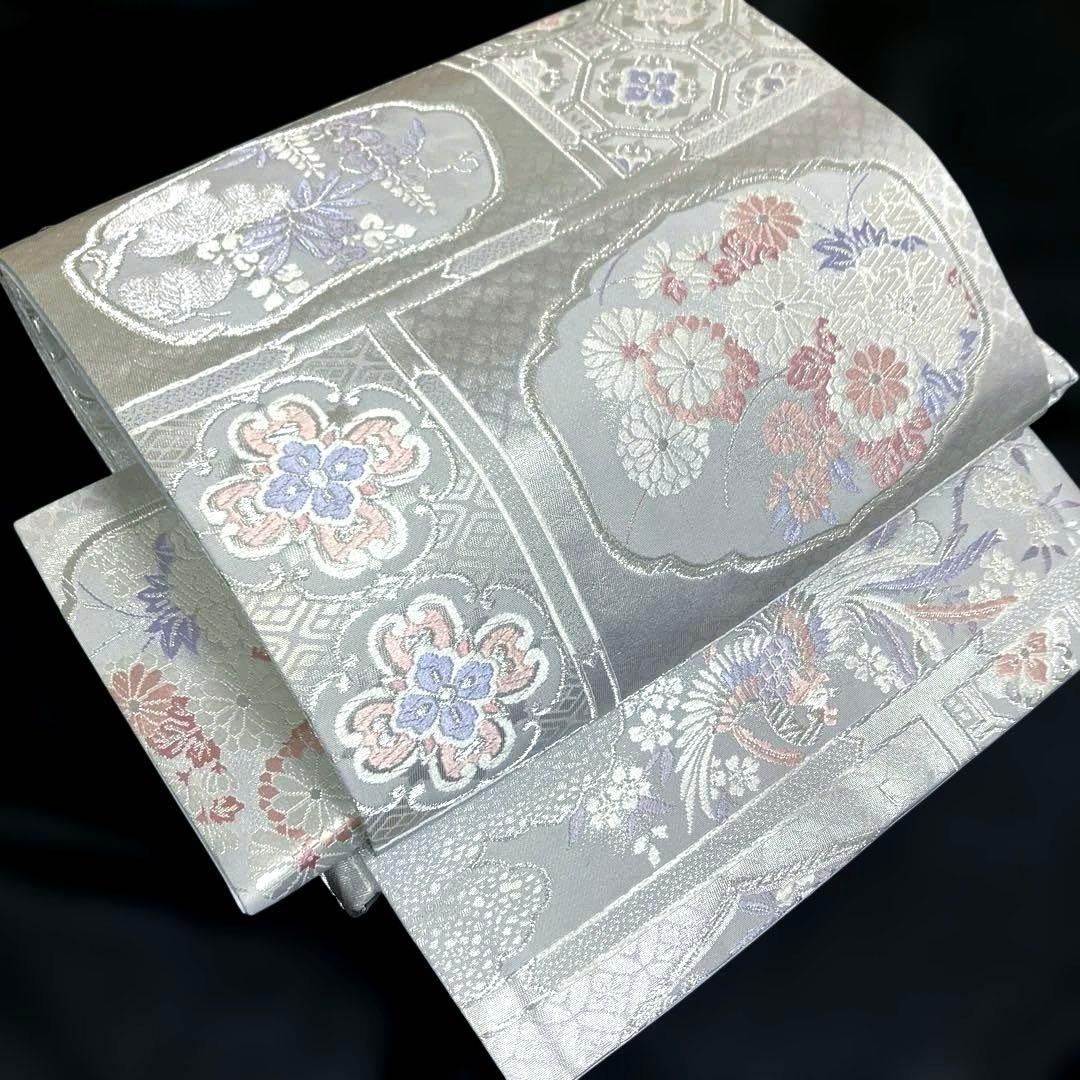 袋帯　ワンタッチ作り帯　マジックテープ　二重太鼓　付け帯【天井鳳凰吉祥華紋】