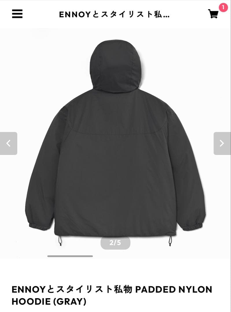 ENNOYとスタイリスト私物 PADDED NYLON HOODIE (GRAY