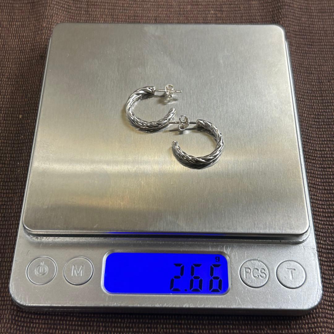 シルバー925 Silver ツイストフープピアス/軽研磨加工/両耳/イヤリング