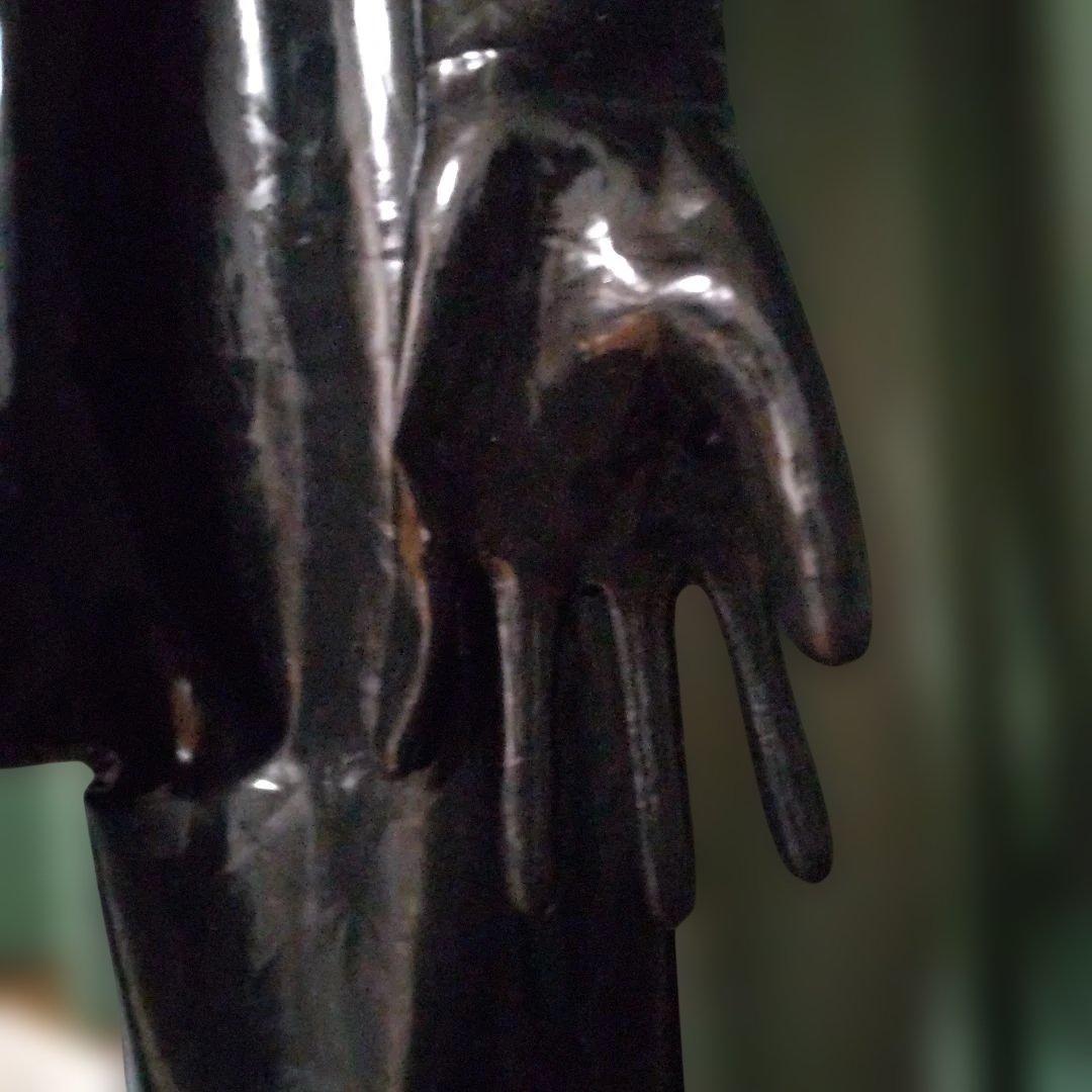 黒ラバーキャットスーツ レディースLサイズ ラテックス 手袋一体型