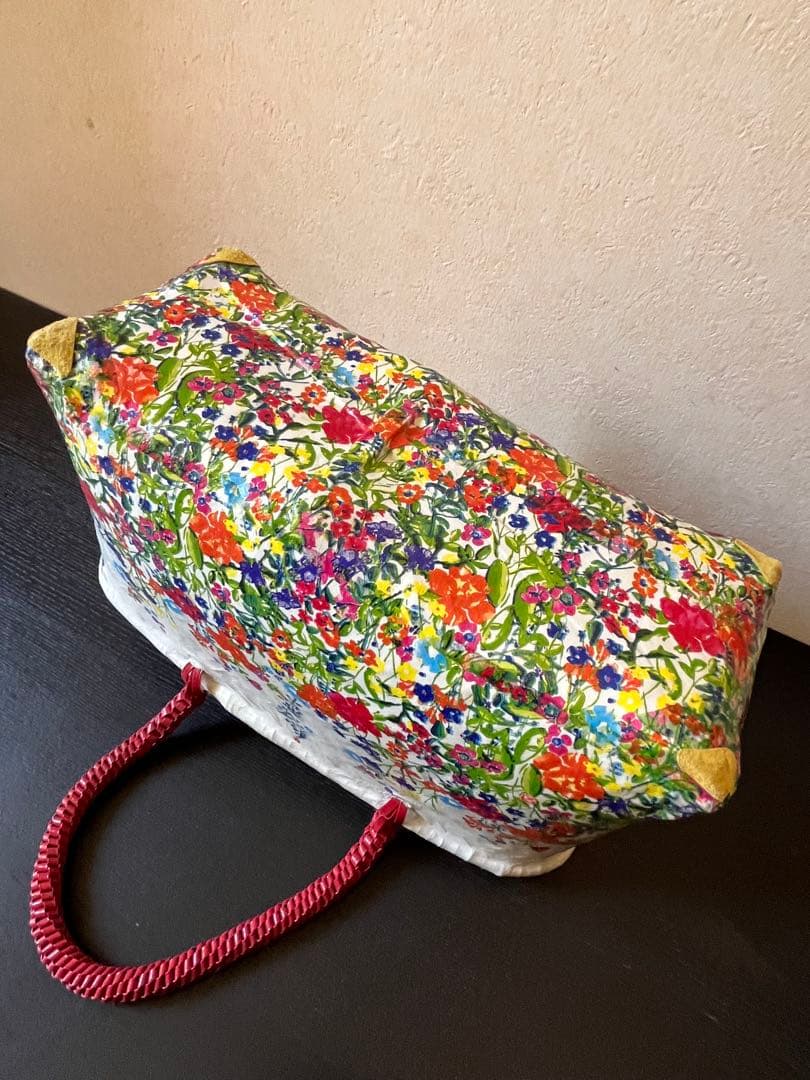 花柄　一閑張りカゴバック