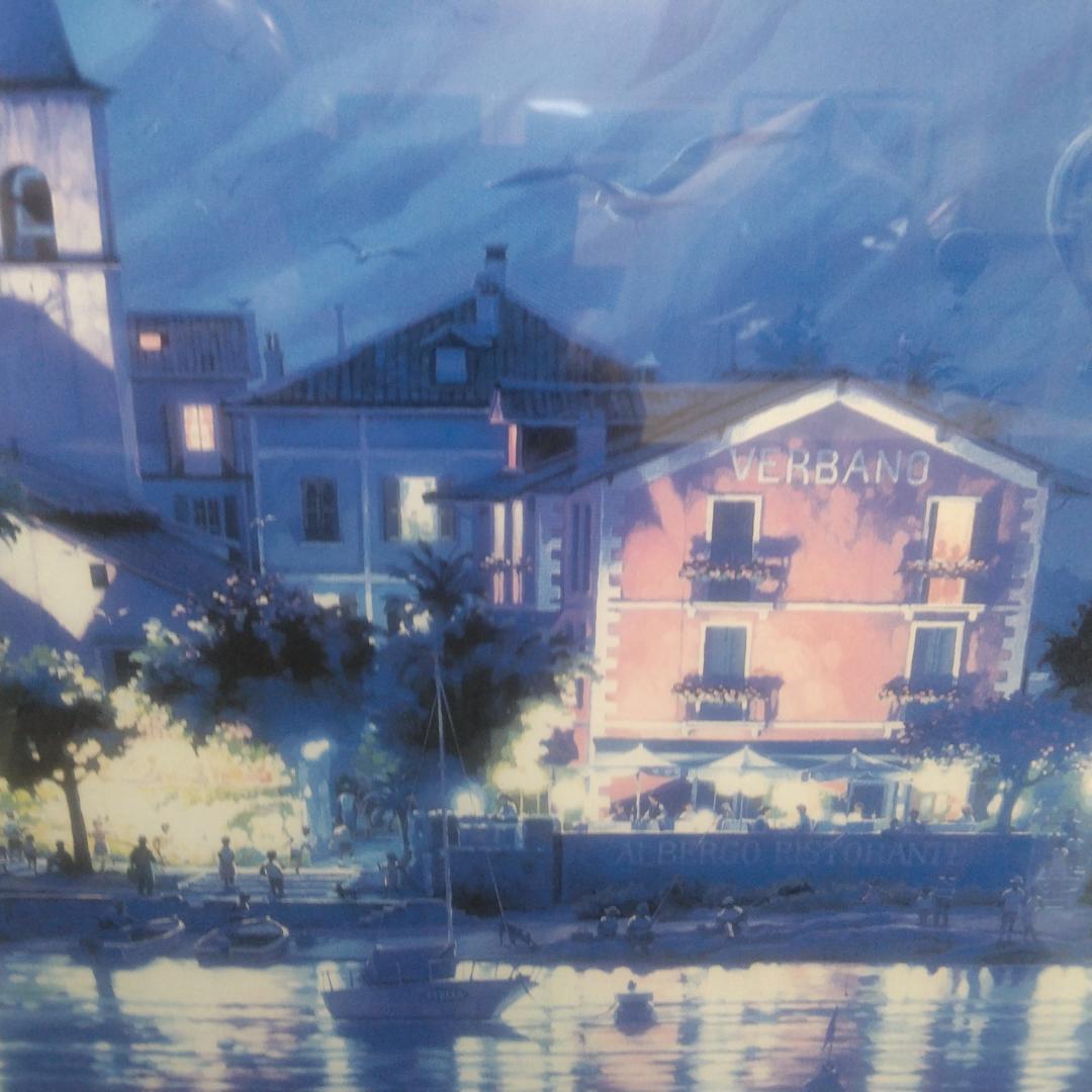 シルバーナイト(R)　笹倉鉄平　ラゴ・マジョーレ　中古　額装アートポスター