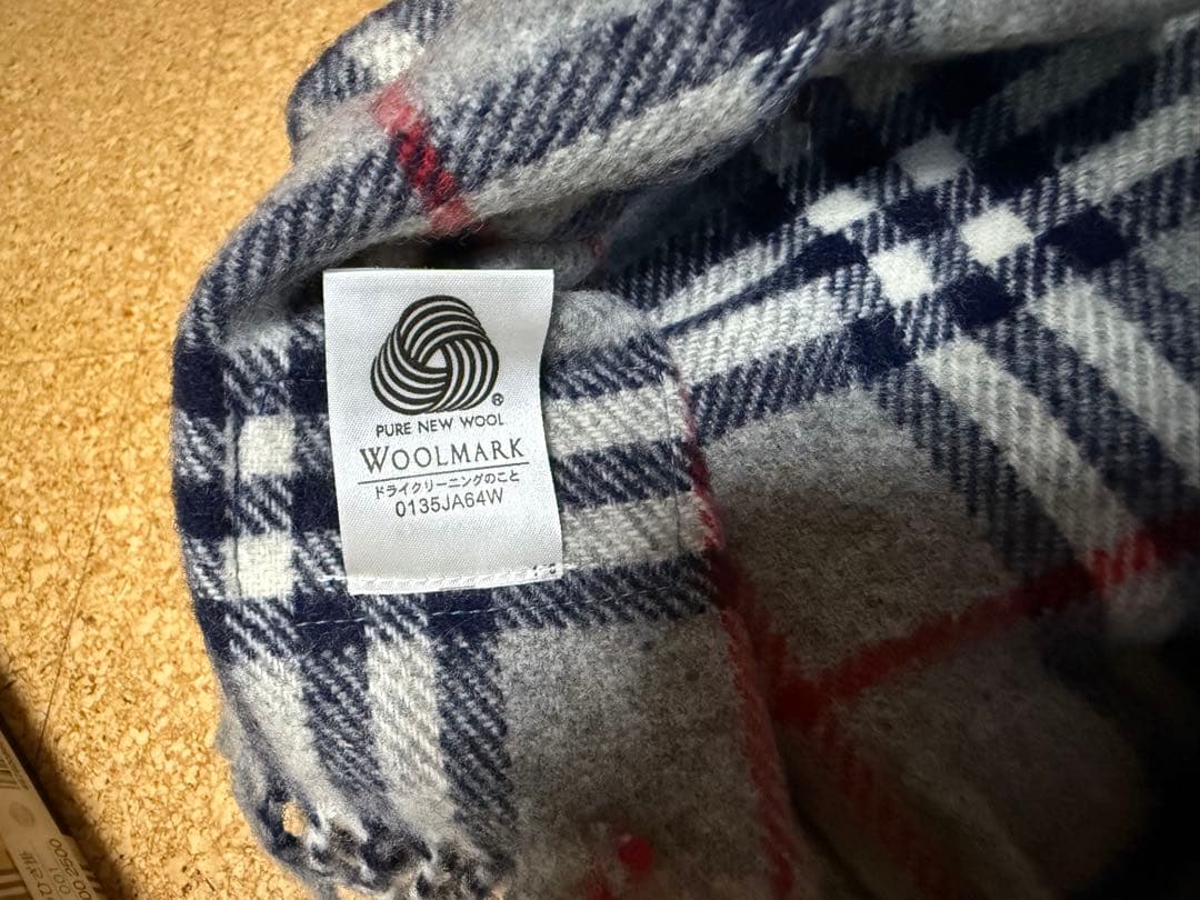 バーバリー　ひざ掛け / ブランケット　ウール100％　グレー　マフラー