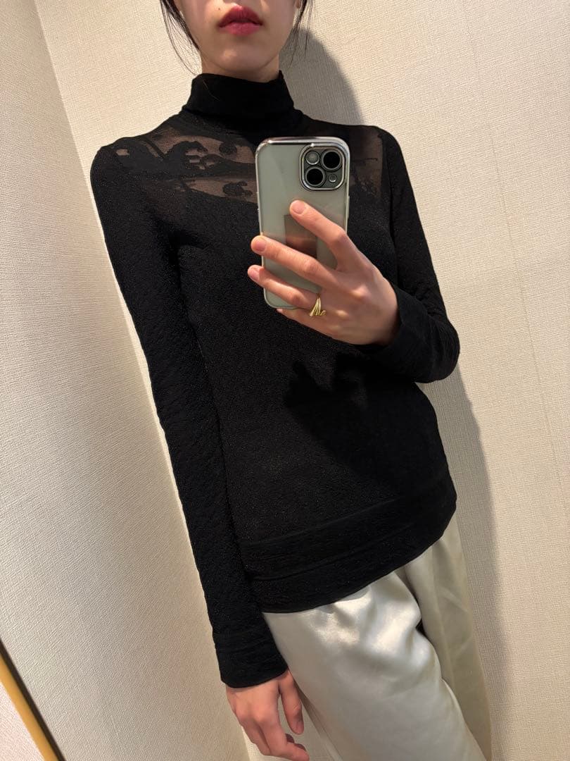 Mame Kurogouchi マメクロゴウチ　シアー　ニットブラウス