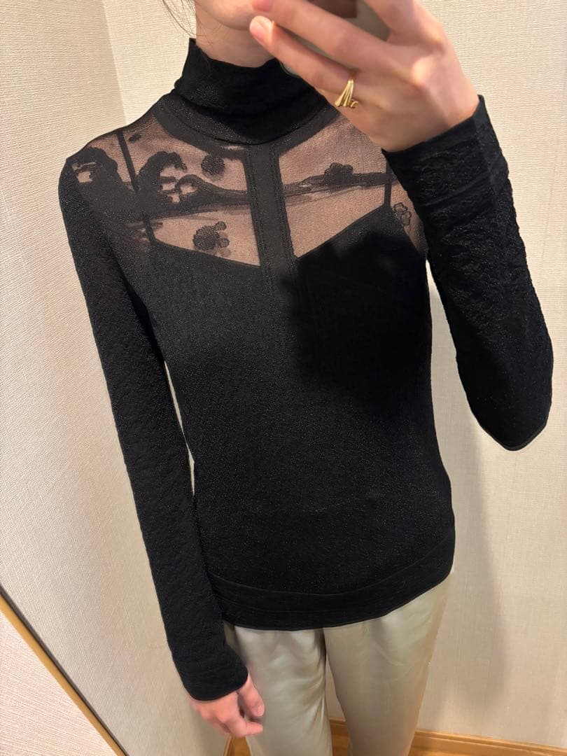 Mame Kurogouchi マメクロゴウチ　シアー　ニットブラウス