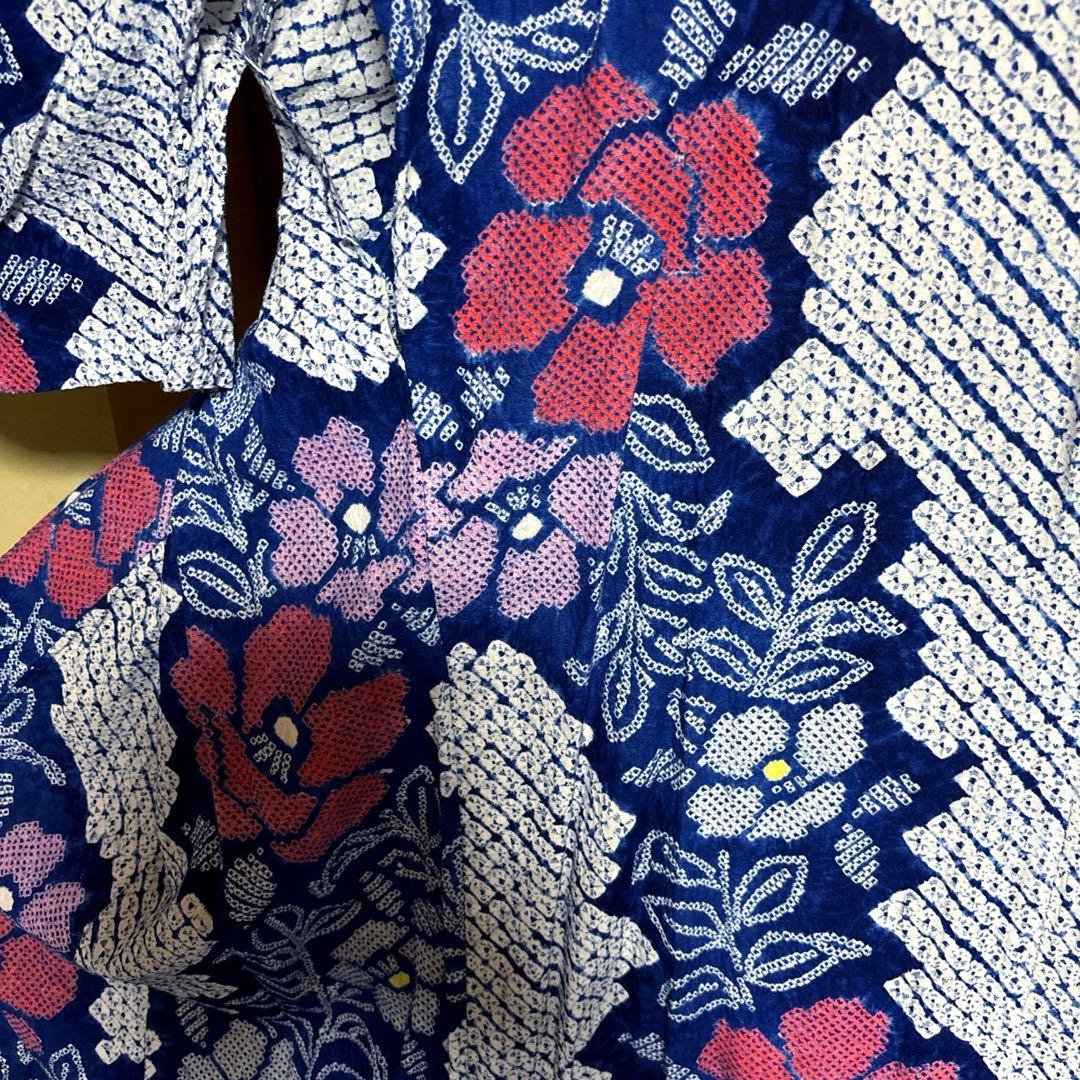 紺碧 有松鳴海絞り浴衣フルセット5点 美品 高級感◎ 裄丈長め　裄73 ゆったり