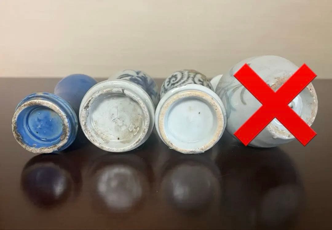 江戸〜明治期 古伊万里 豆徳利 4点 染付 瑠璃 蛸唐草 一輪挿し 骨董