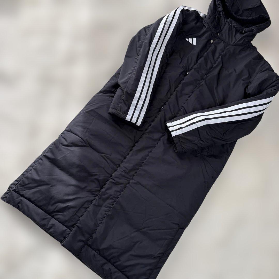 adidas ブラック ベンチコート フリース裏地 ボア M 【極美品】