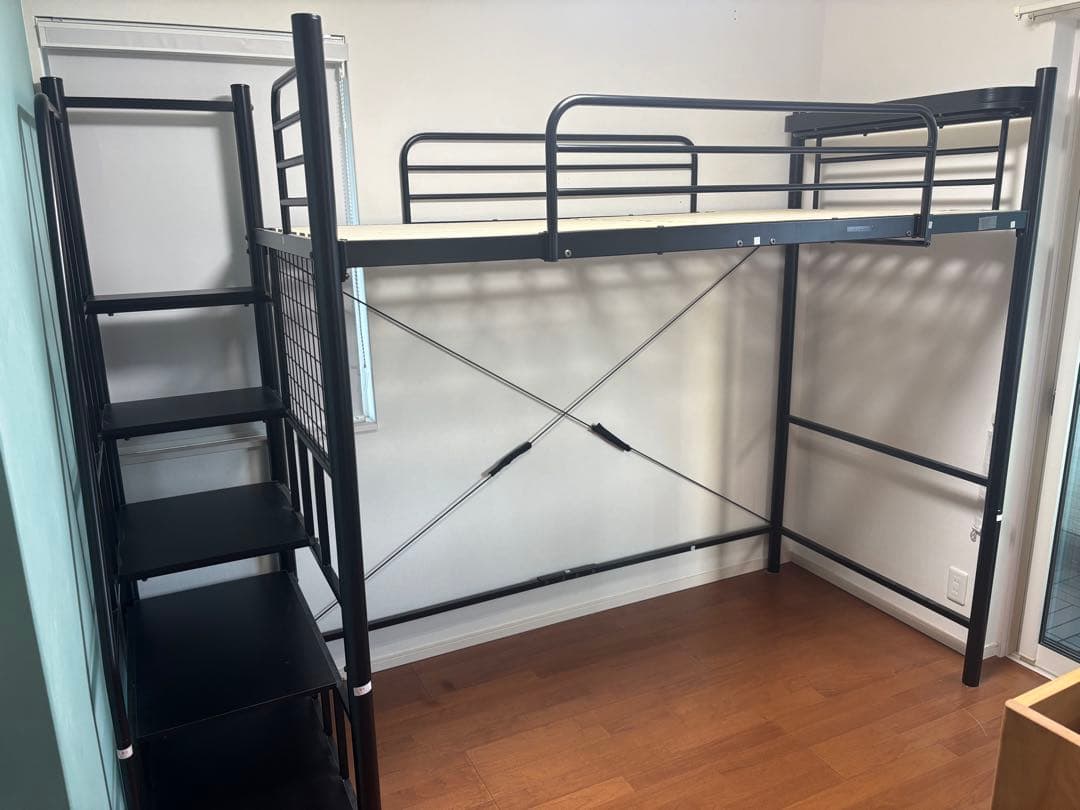 ニトリ　LB02 W43BK ブラック　階段付きロフトベッド