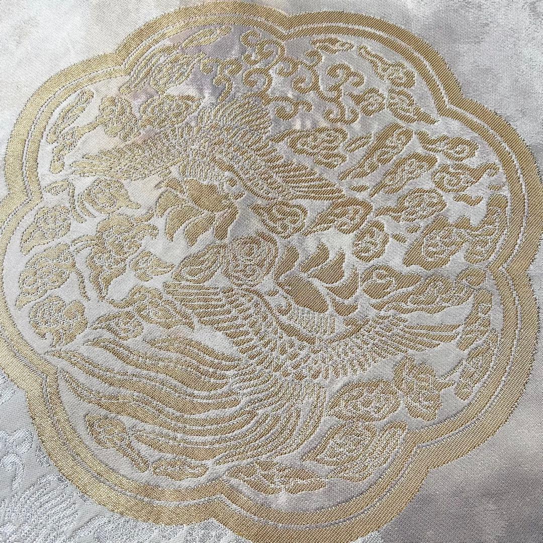 留袖用　袋帯　正絹　金糸　銀糸　フォーマル　お祝い　美品　鶴　亀　刺繍　訪問着